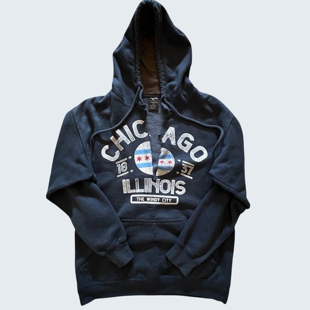 “Custom” Chicago Illinois Windy City Flag 1837 Pullover Hoodie Size S - Picture 3 of 6